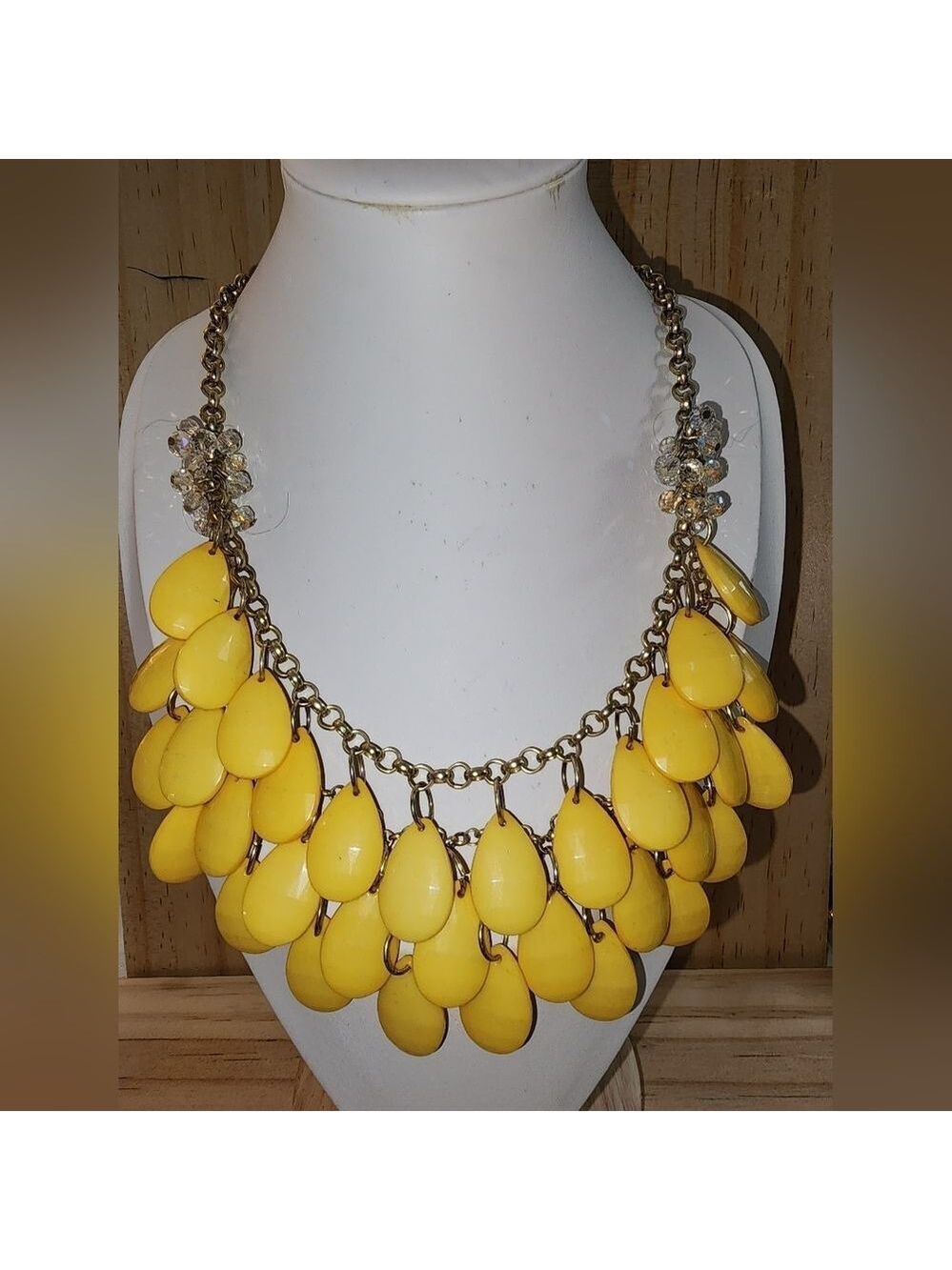 Yellow Teardrop Statement Necklace